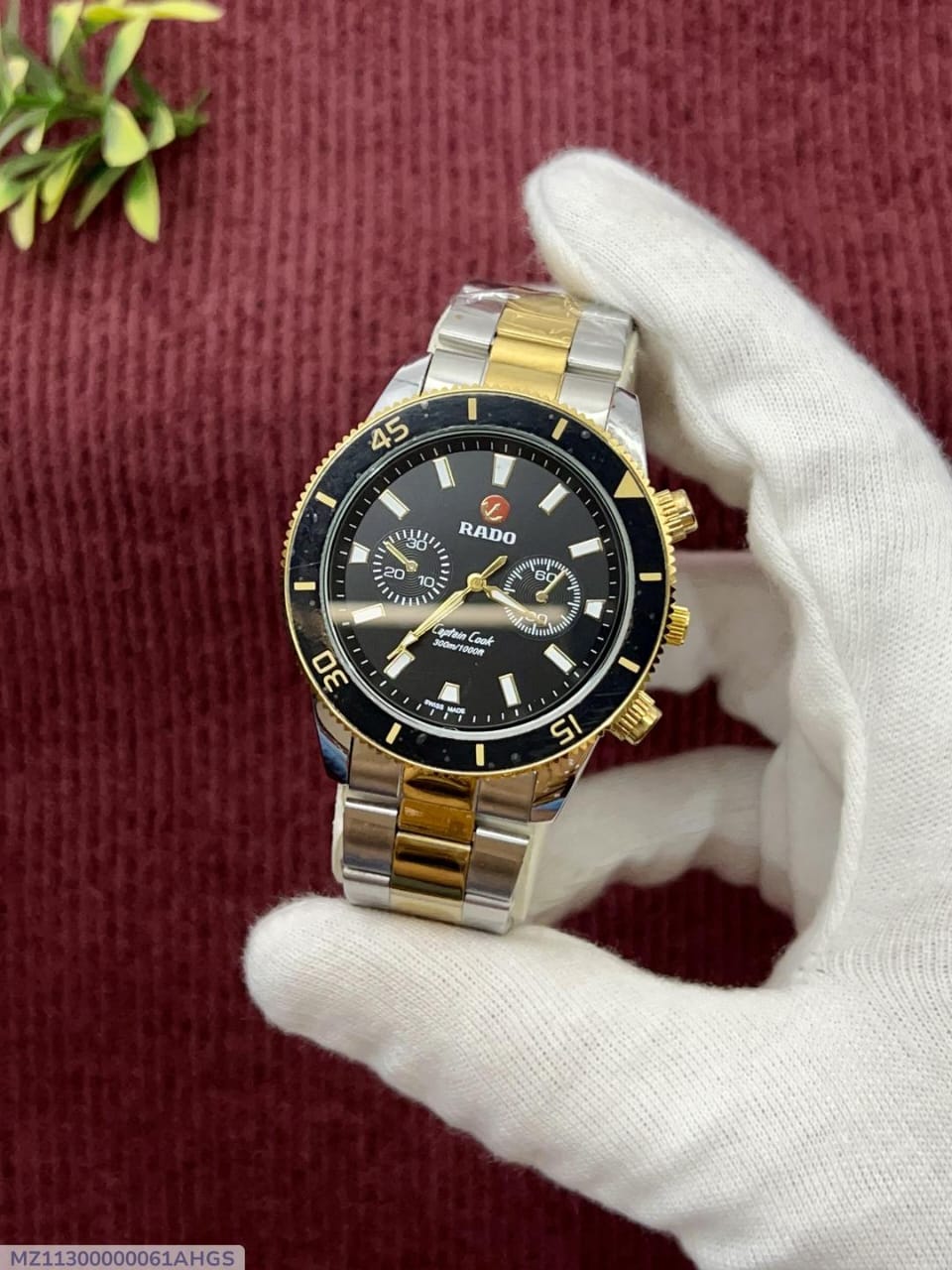 Mens chronograph Watch with stainless steel chain