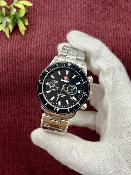 Mens chronograph Watch with stainless steel chain